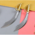 Creative pirate scimitar shaped ballpoint pen with gold handle and silver blade design - Handguard Short Blade / 0.5mm