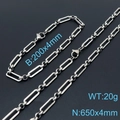 Parure collier et bracelet en maille trombone argentée en acier inoxydable avec tailles - Couleur Acier (KS139411-Z)