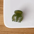 Mini pince à cheveux en acétate vert foncé avec lettrage France Handmade doré - Vert Turquoise