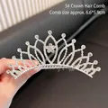 Silver crown hair comb with sparkling rhinestones and flower motif for girls - #5 Elegant Crown Comb