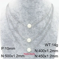 Set collana a tre strati con catena a serpente argentata e tre perle bianche da 10mm - Perla Acciaio (KN289083-Z) / Set a 3 strati