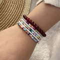 Bohemian multi-layer seed bead bracelet set with deep red translucent beads on wrist - Colorful Dark Red Style(5#)