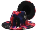 Felt fedora hat with vibrant graffiti print in blue and red for men and women - M (56-58cm) / 03 Contrast Color Graffiti