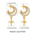 Detailed dimensions and weight of 18K gold plated moon and star earrings with zircons - Star & Moon (KE1507)