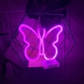 Pink butterfly LED neon sign decorative light for wall in a black geometric metal frame - 1-2W / Butterfly Pink
