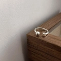 Silver S925 ring featuring a unique open band with geometric ball and cube charms - Ball Square Geometric Open Style (J3960)