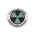 Spilla rotonda in metallo con simbolo di pericolo glitter verde e slogan laboratorio - Stile Simbolo Radiazione (QHXZ027)
