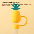 Cute pineapple silicone straw cover for 9-11mm straws with protective dust cap design - Pineapple (For 10mm Straws)