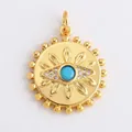 Golden Evil Eye pendant with turquoise and zircons in a vintage radial sunburst design - L559710-Gold Turquoise Eye Charm