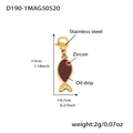 Detailed size specifications of the 18k gold plated fish pendant with red enamel - D190-1 Gold Fish Enamel Pendant (Dark Red) 1PC