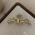 Golden metal spider hair claw clip on wooden tray for Halloween dark aesthetic style - 17# Gold Spider 10.5cm