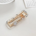 Minimalistische rechteckige Acryl-Haarklammer mit Silberfolien-Inlays und Gold-Metall-Clip - Quadratisch Silberfolie