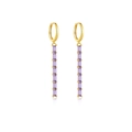 S925 Sterling Silber Tropfenohrringe mit lila Zirkonia-Rechtecken in Gold-Finish - Gold (Violetter Stein)