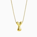 Macro shot of 18K gold plated puffy letter Y pendant with a polished box chain - Gold Y