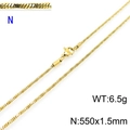 Golden 1.5mm stainless steel twisted snake chain necklace in 550mm length variant - Gold 550x1.5mm(KN203715-Z)