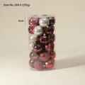 Palline di Natale champagne e bordeaux con finiture glitter e opache in scatola - Caffè Borgogna (Set di 30) / 6cm