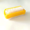 Double-sided medical scrub brush with yellow plastic handle and dense white bristles - Double Sided Brush / Yellow