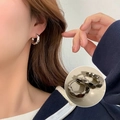 Elegant silver textured hoop earrings featuring a stylish faceted geometric design - Silver Faceted Texture Hoop Earrings(ED1898-1)