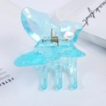 Matte butterfly hair claw clip in iridescent light blue finish for women - Glossy Holographic Blue