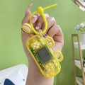 Mini console di gioco Tetris gialla chiara portachiavi con campanello e anello in silicone - Giallo