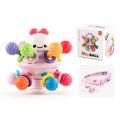 Baby sensory teething ball set with colorful textured loops and pink safety strap - Pink (With Pink Strap)