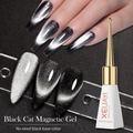 10ml black cat eye magnetic gel polish for professional manicure without black base needed - Deep Black Cat Eye