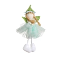 Poupée fée de Pâques en tissu vert et blanc avec tresses pour décoration de fête - Vert