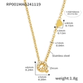 Gold stainless steel letter Q pendant necklace with zircon inlay and small heart charm - Letter Q Necklace (RP001) / Gold