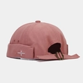 Gorro docker de algodón rosa con bordado lateral y hebilla metálica ajustable - Símbolo de División-Rosa Palo