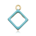 Sky blue enamel rhombus charm in gold finish for earring and necklace jewelry making - Lake Blue Rhombus