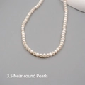 Miniature 3.5mm near-round freshwater pearl necklace with radiant white luster finish - Near Round