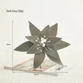 Dunkelgraue künstliche Weihnachtsblume mit silbernem Frostrand auf Magazin, 25cm - Dunkelgrau