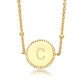 Minimalistische S925 sterling zilveren vergulde ronde ketting met letter C - 925 zilver / Letter C