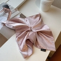Pink satin hair scrunchie with silky finish and Hand Made label for ponytails - Oversized / Pink