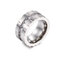 Silver frosted titanium steel wide ring featuring square zirconia inlay for women - US 6 / Silver Row Diamond Style (KR39158-K)