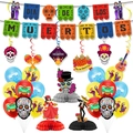 Detailed set of Dia de los Muertos party decorations including banners, balloons, and honeycomb - Combo Set 6