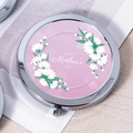 Pink folding makeup mirror with white floral pattern and Happy Mother's Day text - White Floral Mother's Day
