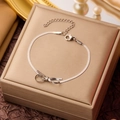 Silver bow snake chain necklace with adjustable lobster clasp on jewelry gift box - Silver Bracelet