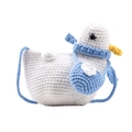 Cute white crochet duck crossbody bag with blue scarf and orange beak for kids - White Duck
