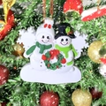 Resin Christmas snowman family wreath ornament for tree hanging with name banner - 2 People Snowman Family