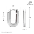 Dimensioni dettagliate degli orecchini geometrici quadrati in argento sterling 925 - Argento 925 / Argento