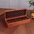 Boîte de rangement en bois pour 6 montres avec finition acajou et doublure à carreaux - Palissandre Rouge (Cuir à Carreaux) 6 Montres