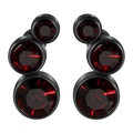 Clous d'oreilles 16G en acier noir avec cristaux rouges gradués pour le cartilage - 16G-6mm-Oreille Gauche / Base Noire - Zircon Rose