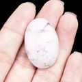 Oval white howlite stone cabochon for DIY jewelry inlay featuring natural gray marble texture - Howlite