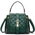 Green diamond-quilted bucket bag with gold hardware and stylish twist-lock closure - Green