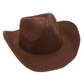 Detailed view of deep brown woven western cowboy hat with textured brim and crown - Coffee