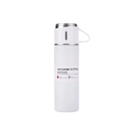 White 500ml stainless steel vacuum flask with handle and 12h thermal insulation - Single Mug / Elegant White