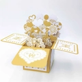 3D pop-up explosion gift box card with golden bicycle silhouette and LOVE hearts - LOVE
