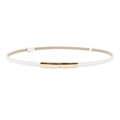 White thin patent leather belt for women with elegant gold interlocking metal buckle - White