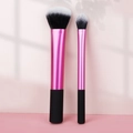 Roze make-up borstelset met zachte tweekleurige haren voor poeder en blending - Rozerood